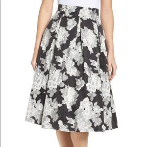 Eliza J Floral Print Organza Midi Skirt
